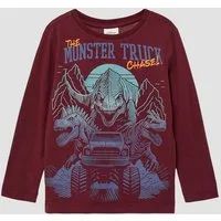 s.Oliver Langarmshirt T-Shirt Longsleeve mit großem Dino-Print und Stickerei-Details