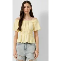 QS Kurzarmshirt T-Shirt T-Shirt mit Off-Shoulder-Ausschnitt