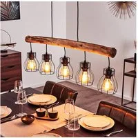 hofstein Pendelleuchte »Aprica« Hängelampe aus Metall/Holz in Schwarz/Braun, ohne Leuchtmittel, 5xE27, moderne