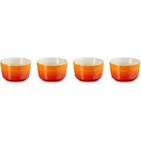 LE CREUSET Portionsförmchen 4-er Set Mini Förmchen, Steinzeug, Ofenrot, 79109100900000
