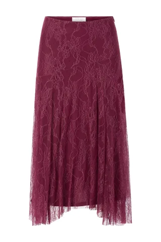 Rich & Royal - Lace Midi Skirt ruby glow - Gr. - XS
