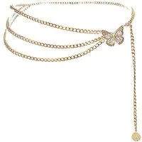 Zaewry Taillengürtel Damen Concho Kettengürtel mit Schmetterling,Verstellbare Taillenkette Metall Western Cowgirl Gürtel