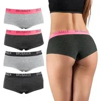 BRUBAKER Panty 4er Pack Damen Panties - Unterhosen Slips aus Baumwolle (Elastisch, weich und atmungsaktiv, 4-St) Hipster Unterwäsche Set mit Stretch Bund