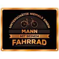 speecheese Metallschild Unterschätze nie einen Mann mit seinem Fahrrad Metallschild Rad Hobby