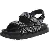 Ital-Design Stylische Damen Sandalen mit Klettverschluss und Komfort Riemchensandalette (89542580) Flach Plateausandaletten in Schwarz