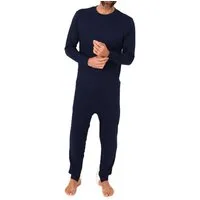 Normann Pyjama Herren Pflegeoverall langarm Einteiler mit Reißverschluss am Bein