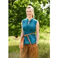 Battle Merchant Kurzarmbluse Ärmellose Mittelalter-Bluse petrol "Levke" XL