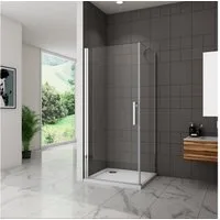 duschspa Eckdusche 185cm ESG Nano Glas Drehtür + Seitenwand Eckdusche Duschkabine, BxT: 70x70 cm, Einscheibensicherheitsglas, Sicherheitsglas, Set, ebenerdiger Einbau möglich