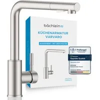 Bächlein Spültischarmatur Elegante Küchenarmatur Varvaro (Edelstahl gebürstet) hochwertige Designarmatur mit ausziehbarer Wasserbrause