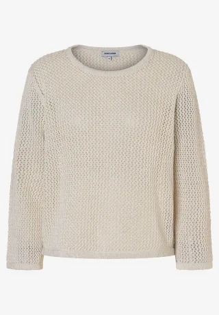 MORE & MORE - Ajour-Pullover mit Glanzeffekt sand - Gr. - 42