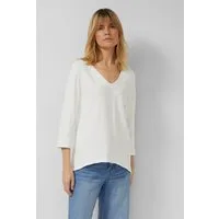 s.Oliver 3/4-Arm-Shirt T-Shirt Jersey-T-Shirt mit Flammgarnstruktur und gerundetem Saum