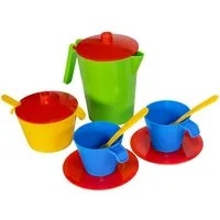 Vedes Kinder-Küchenset SpielMaus Kinder Küche Geschirr Set Kaffeeservice Teeservice 11, (11-tlg), Tee Kaffee Kanne, Tasse, Unterteller, Löffel