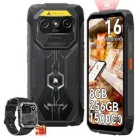 blackview ROCK 1 Pro 2D-Scan, Android 16, 15000mAh, 32GB+256GB incl. W60 Outdoor Smartphone (16,66 cm, 16 MP+20 MP Kamera, Android 16, 6,56"+2.01", 256GB, 16MP+20MP Nachtsicht, 33W)