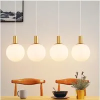 Nettlife Hängeleuchte Esstisch Glas E27 Gold 3/4 Flammig Höhenverstellbar Pendelleuchte, Höhenverstellbar, LED wechselbar, Hängend Glas Kronleuchter für Wohnzimmer Schlafzimmer Küche Esszimmer