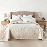 TUWENA Tagesdecke Tagesdecke Beige,Baumwolle Bettüberwurf,Steppdecke Mit 2 Kissenbezügen