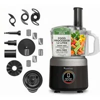 TurboTronic by Z-Line Küchenmaschine Food Processor mit Standmixer 1,2L Behälter Multizerkleinerer Mixer, 1900 W, 1.2 l Schüssel, Raspelscheiben Zitruspresse Zerkleinerer Eiscrusher Power