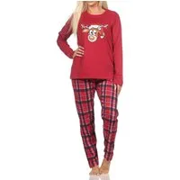 Normann Pyjama Damen Weihnachts Schlafanzug Pyjama mit lustigen Renntier Motiv