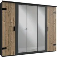 Wimex Kleiderschrank Stockholm, rustikale Optik im Industrial Design, Made in Germany mit Spiegel, 225x58x210 cm, Made in Germany