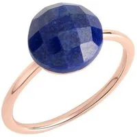 Jamelli Fingerring Silber 925 rosé-vergoldet mit einem echten Lapislazuli 9x9,5mm