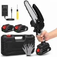 GARRYFIZH Akku-Säge Akku-Säge Mini Akku SäGe 21V HandgefüHrte SäGe Elektrische KettensäGe, 6 Zoll 2 Batterien Lange Führungsplatte