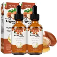 ALIVER Haaröl Arganöl Gesicht Haut Haar Nagel Bart Pflege Vegan, 2-tlg., Anti-Frizz, Entwirrend, Feuchtigkeitsspendend