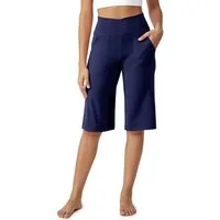 G4Free Caprihose Damen Caprihose Weites Bein Yoga Caprihose High Waist Shorts Weites Bein Yoga Fitness Activewear mit Tasche