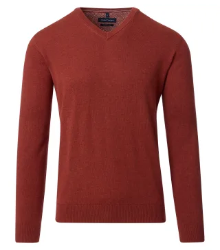 CASAMODA - Pullover mit V-Ausschnitt uni 004430 orange - Gr. - L