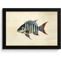 MuchoWow Poster Gestreift - Dunkelblau - Rückenflosse - Fisch, (1 St), Wandbilder, Deko Wohnzimmer Schlafzimmer, 30x20 cm