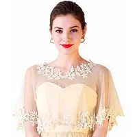 Zaewry Bolero Spitzen-Stola für Damen, transparenter Schal,Hochzeits-Cape elegante Schulterbedeckung für Hochzeit und Brautmode,Halblange Ärmel