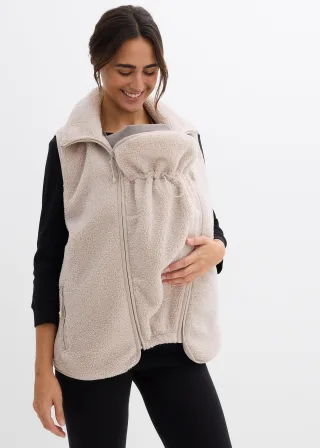 bonprix 3-in-1 weiche Umstands-und Trageweste aus Teddyfleece, grau, Gr.40/42 (M), Trageweste für die Schwangerschaft und danach