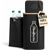 BigDean Aufbewahrungsbox Pfandflaschen Sammelbehälter 100L – Pfandsammler für 30–40 Flaschen (Stück, 1 St., Pfandsammler), Modernes Schwarz, platzsparende rechteckige Form