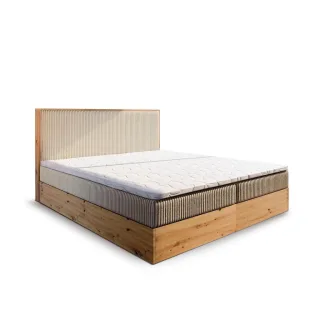 Masseno Boxbett, Creme, Holz, H2 + H3, 180x200 cm, Schlafzimmer, Betten, Boxspringbetten