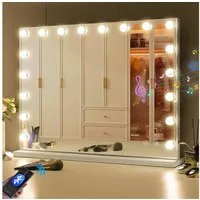 FENCHILIN Schminkspiegel mit LED-Beleuchtung und Bluetooth weiß 80/58 cm