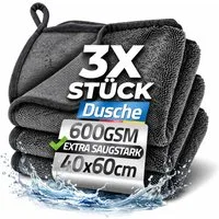 Kemes Trockentuch Dusche 600GSM Microfaser Putztuch für Badezimmer Mikrofasertuch (Mikrofaser, 40x60 cm, Packung, 3x Stück, Extrem Saugstark. Mikrofasertuch für das Badezimmer und Haushalt)