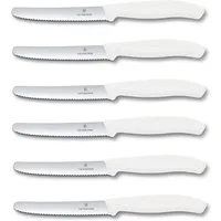 Victorinox Tafelmesser 6-teiliges Tafelmesser Set mit Wellenschliff, 11 cm Klingenlänge ergonomische Griffe, spülmaschinengeeignet, langlebig