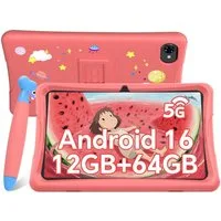 VekfulPC 10,1" Kinder Tablet Android 16 mit Schutzhülle, 64GB, inkl. Kinderuhr Tablet (10,1", 64 GB, Android 16, Google Kids Space, 10,1" HD, 5000mAh, 12GB)