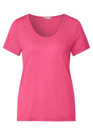 Street One - Shirt mit Dekosaum pink - Gr. - 38