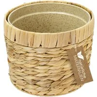 HMF Wasserhyazinthentopf Innovativer Blumentopf geflochten aus Wasserhyazinthe (1 St), mit Pflanztopf aus nachhaltigen Rohstoffen, Rund, ø 19 cm