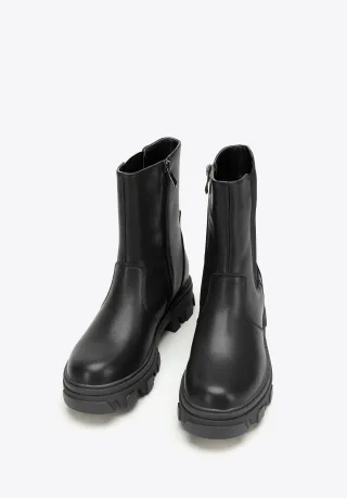 Wittchen Damen-Plateau-Stiefel aus Leder, Schwarz, Naturleder