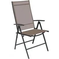 Mojawo Armlehnstuhl Hochlehner Klappstuhl Gartenstuhl Textilen Anthrazit Schokobraun 7 Pos