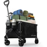CALIYO Bollerwagen Handwagen Faltbar 100L 100KG Transportwagen mit Geländerädern, 4-seitig faltbarem Design leicht verstaubar Stabil platzsparend