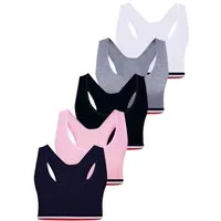 LOREZA Bustier 5er Set Mädchen Bustier X-Rücken - Streifen - Bunt (Set, 5-tlg., 5er-Pack)