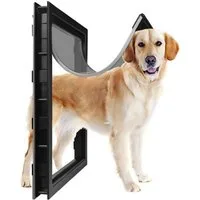 Rutaqian Haustierklappe XL Hundeklappe Wandmontage mit Antikollisionsbarriere, Haustierklappe, 38cm PVC-Rahmen Haustiertür für Innen/Außen,Doppelte Magnetklappen