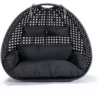HOME DELUXE Hängesessel Polyrattan Hängesessel TWIN - Korb + Kissen (Set, 2-St., Korb und Kissen), inklusive Sitz-, und Rückenkissen, UV-beständig, Hängestul, Hängesitz