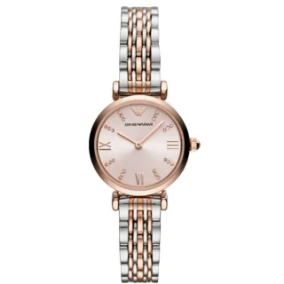 Emporio Armani AR11223 Rosa Zifferblatt zwei Töne Damenuhr
