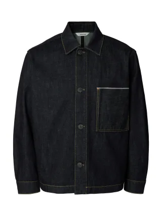 selected men - SLMREGULAR JOE SELVEDGE 804 DB JACKET Dark Blue Denim - Gr. - M
