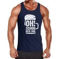 MoonWorks Tanktop Herren Tanktop oh schon Bier Uhr Muskelshirt Tank Top Muscle Shirt Achselshirt Moonworks® mit Print