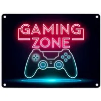 speecheese Metallschild Gaming Zone Controller Fußmatte in Metallschild in 15x20 cm