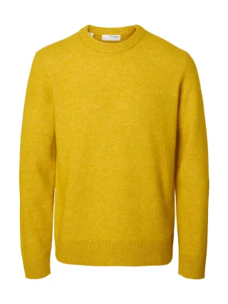 SELECTED MEN - SLMRAI LS KNIT CREW NECK NOOS Gold Flake - Gr. - L