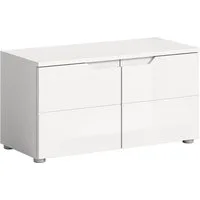 xonox.home Schuhbank, Weiß Hochglanz Softclose Melamin Modern 80x43x37 cm